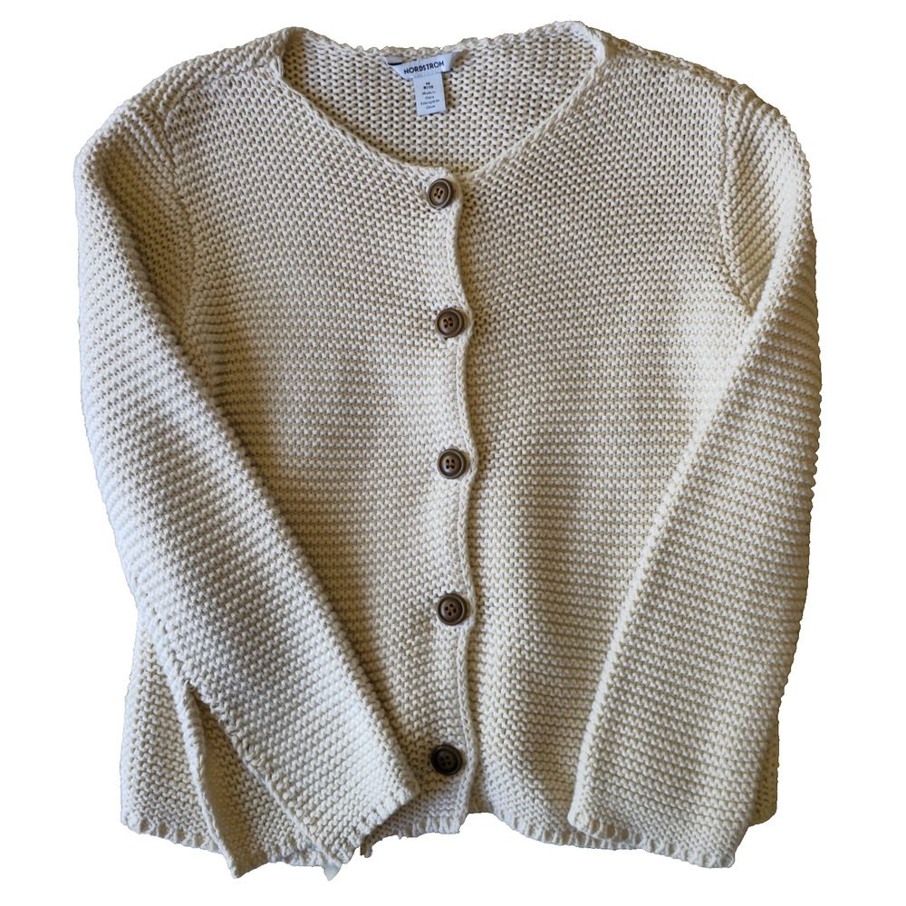 Nordstrom Knit Button Down Cardigan Sweater Women's Size Med Cream